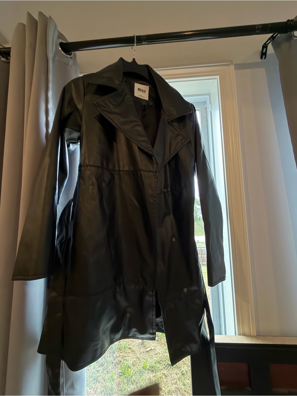 Women’s Black Faux Leather Trench Coat